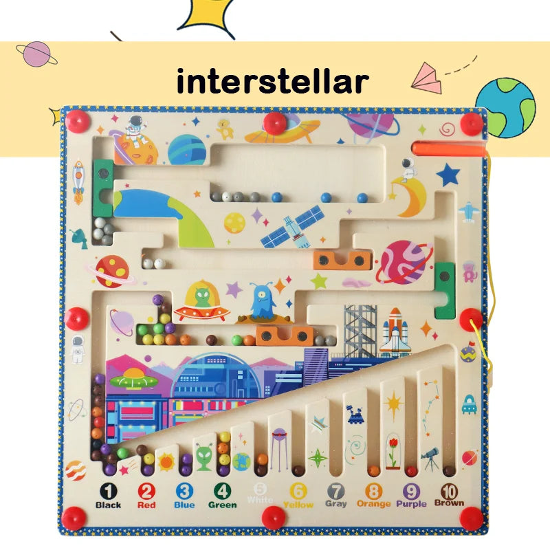 Large Magnetic Montessori Scene Maze Toys, Color and Number Sorting, Pen Grip Training
