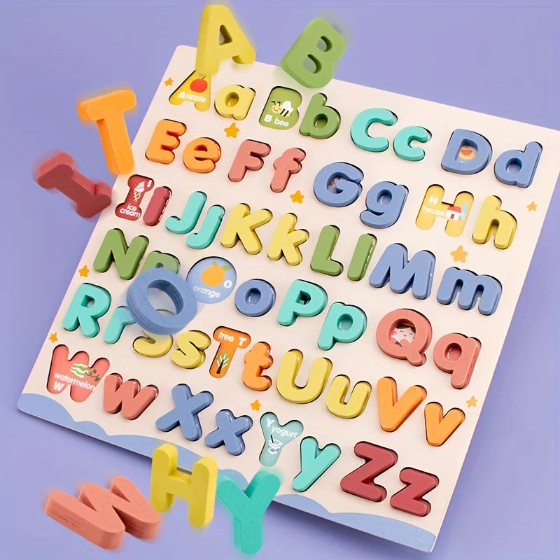 Wooden Educational Abc Alphabet Upper Case and Lower Case  Puzzle