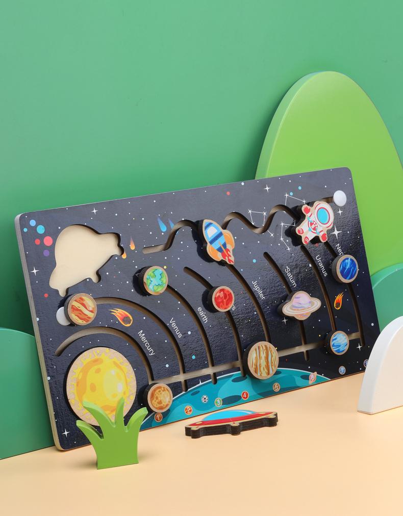 Montessori Wooden Solar System Puzzle, Planet Toys, Space Puzzles