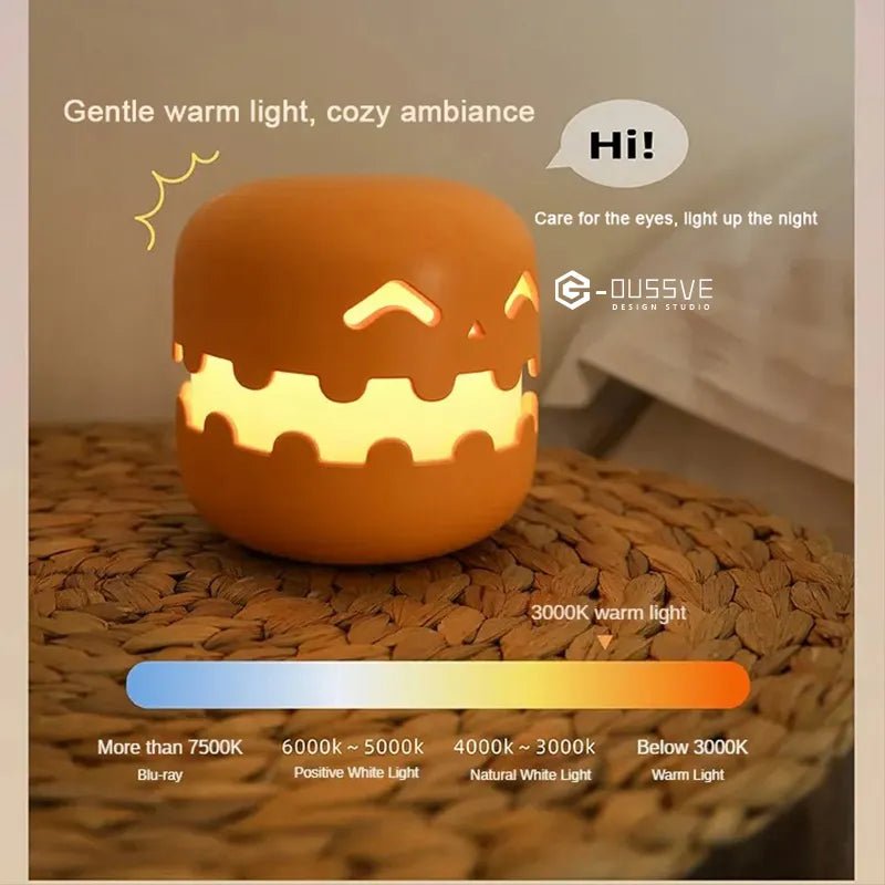 Foldable Pumpkin Night Light Lantern, Rechargeable Halloween Decor