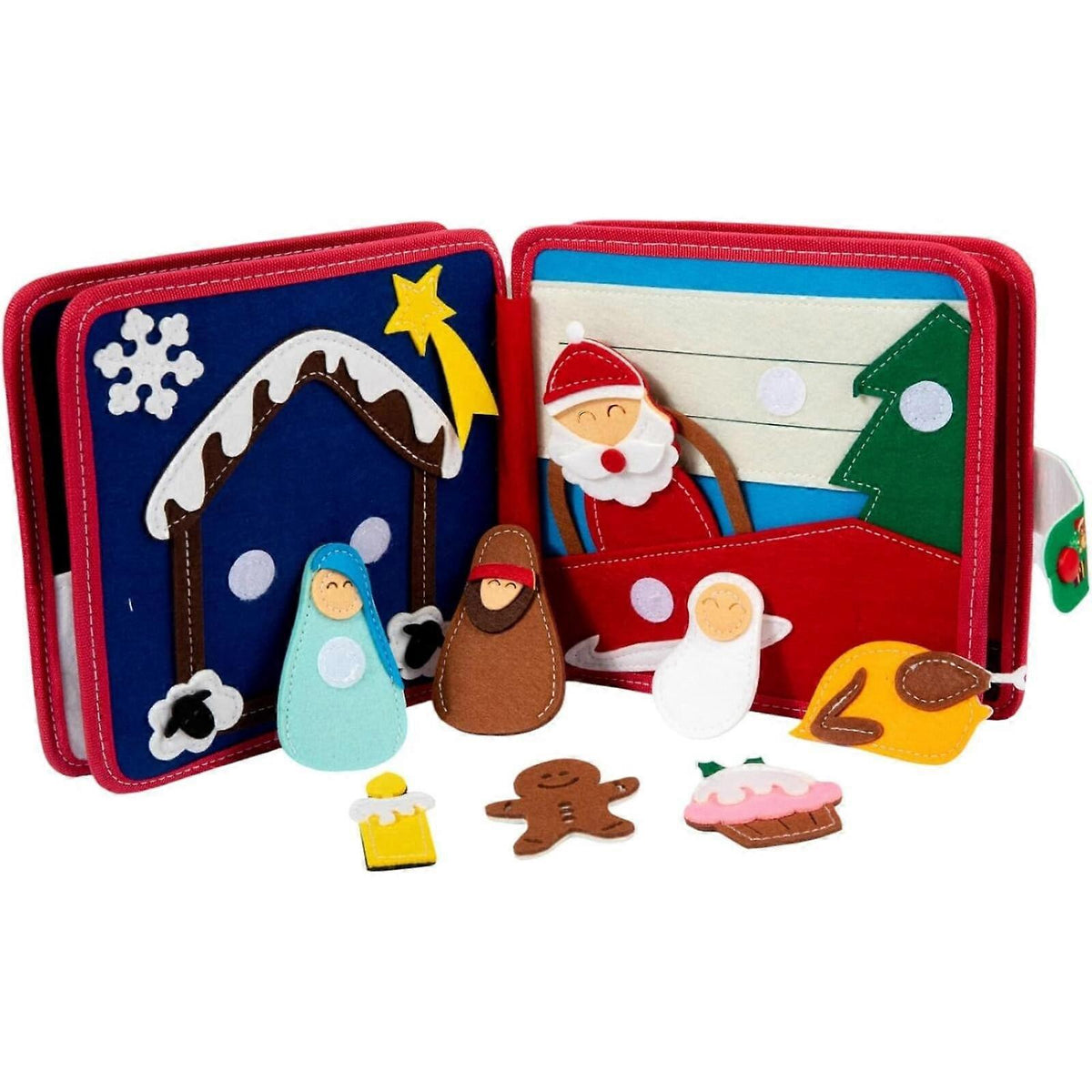 Montessori Christmas Busy Felt Book for Toddlers, Learning Activity Book with Santa