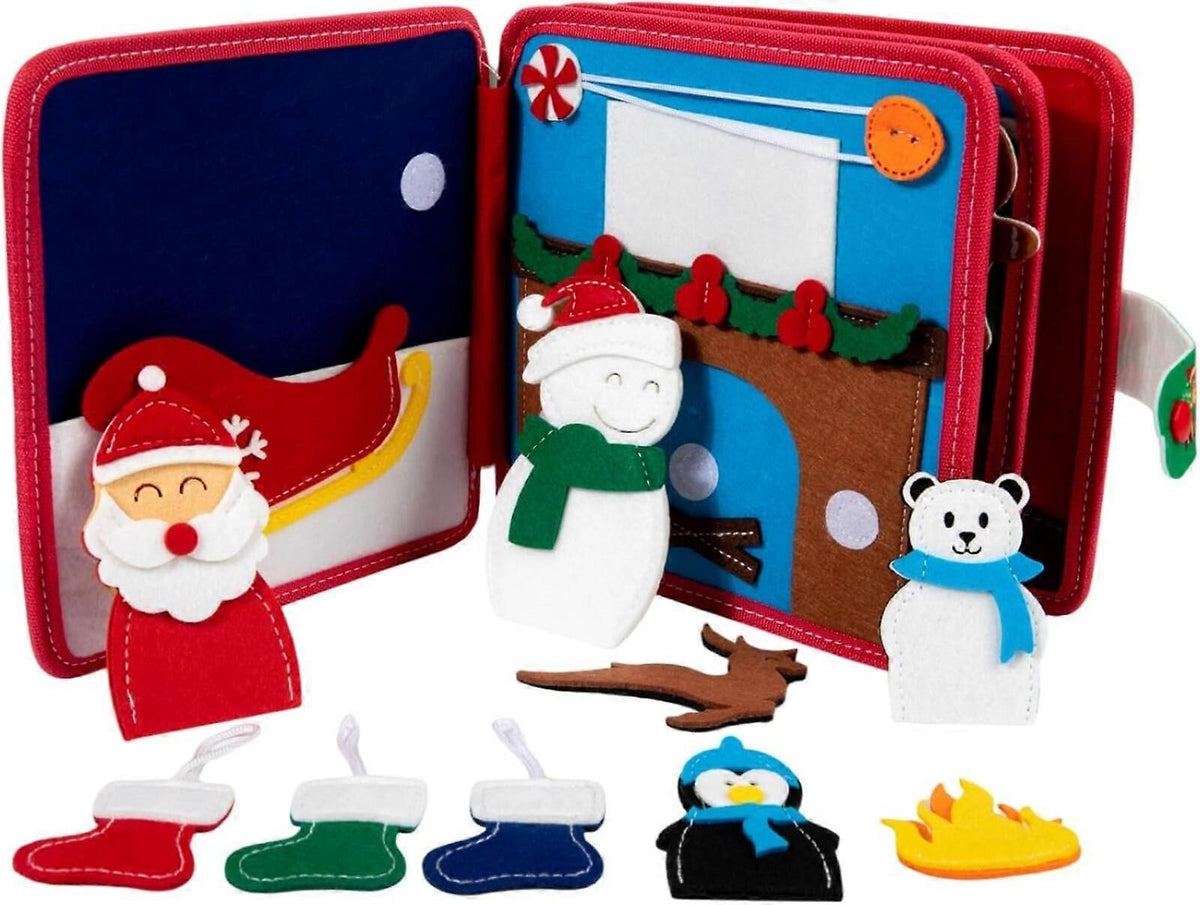 Montessori Christmas Busy Felt Book for Toddlers, Learning Activity Book with Santa