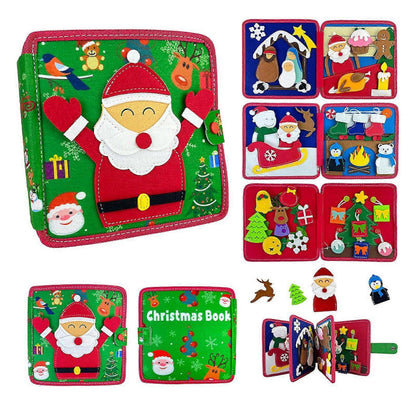 Montessori Christmas Busy Felt Book for Toddlers, Learning Activity Book with Santa