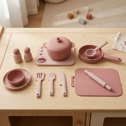 13pcs Silicone Cooking Utensils Kitchen Pretend Play Toy Set