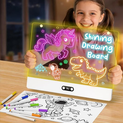 LED Acrylic Drawing Board & Night Light with Colorful Pens
