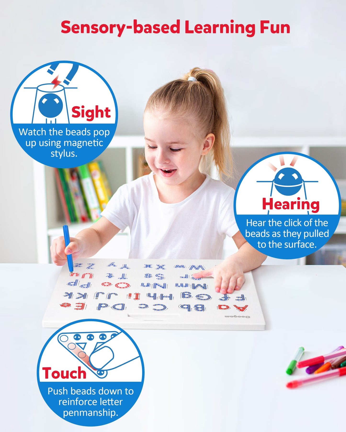Magnetic Double-Sided Alphabet & Number Tracing Board, Educational STEM Writing Toy