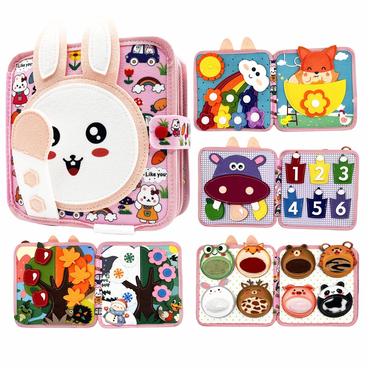 Toddler Montessori Quiet Felt Busy Book – Sensory Learning & Travel Activity