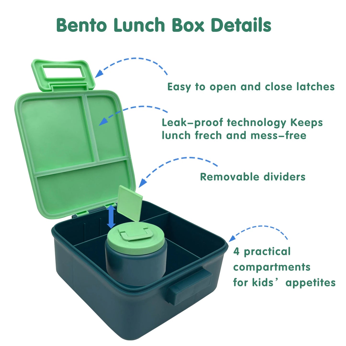 Stainless Steel Leak Proof Lunch Box Set for Kids with dividers