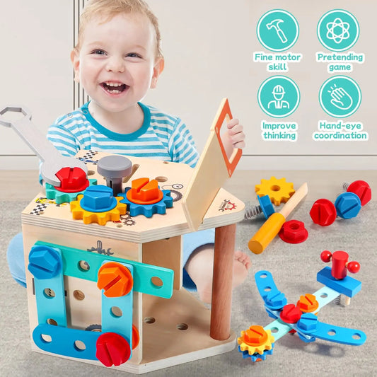 Wooden Kids Toolbox Set – Montessori Construction & Repair Pretend Play