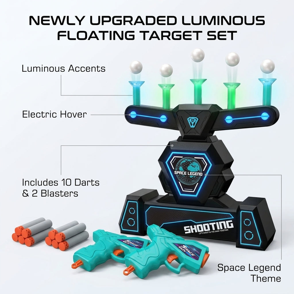 Glow in The Dark Floating Target Game Practice Kids Shooting Toy Gun Set
