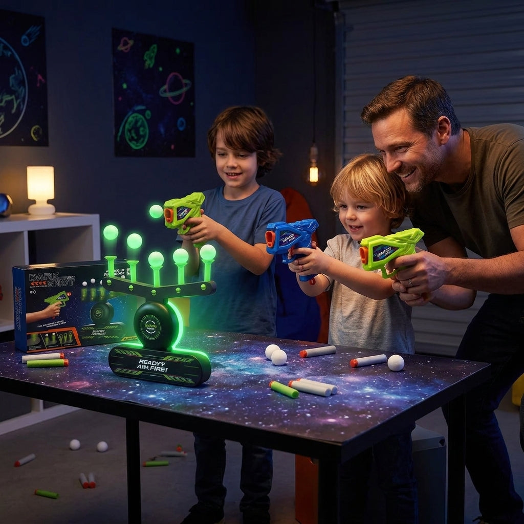 Glow in The Dark Floating Target Game Practice Kids Shooting Toy Gun Set