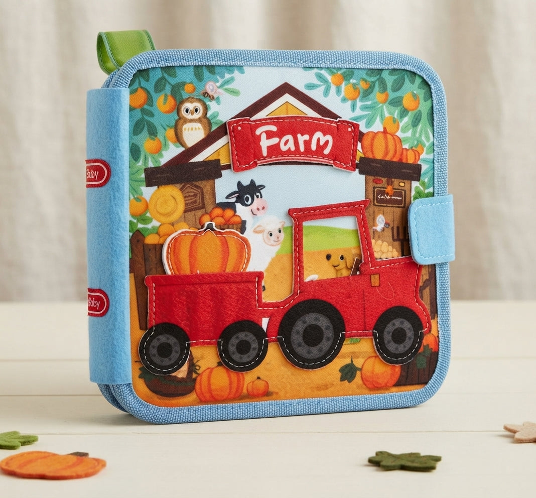 3D Farm Montessori Felt Quiet Busy Book, Toddler Sensory & Travel Toy