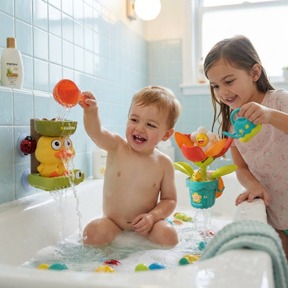 Baby Bath Toy Waterwheel Duck Flower Water Spray Shower Toy for Kids