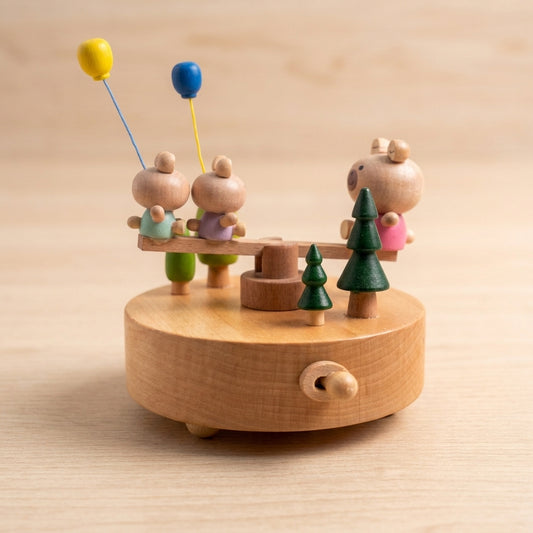 Little Bear Wooden Seesaw Music Box, Nursery & Home Decor