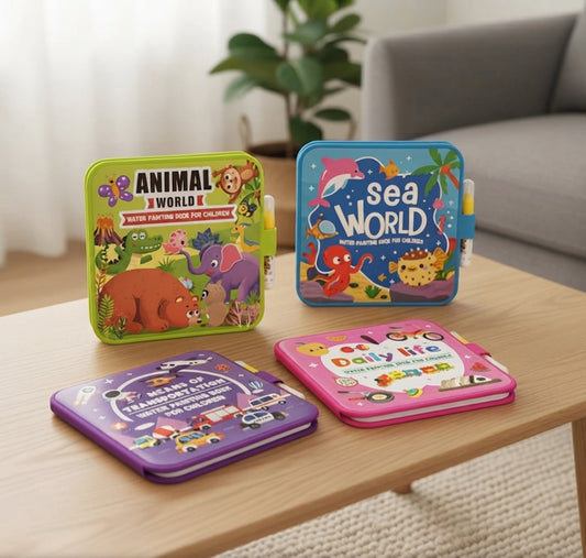 4 Pack Mess Free Magic Water Drawing Notebooks, Reusable Gift Set