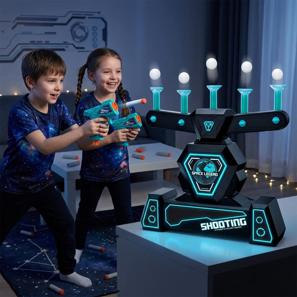 Glow in The Dark Floating Target Game Practice Kids Shooting Toy Gun Set