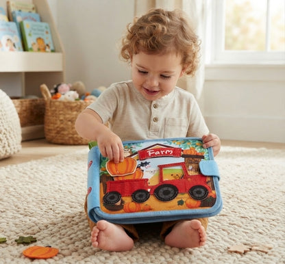 3D Farm Montessori Felt Quiet Busy Book, Toddler Sensory & Travel Toy