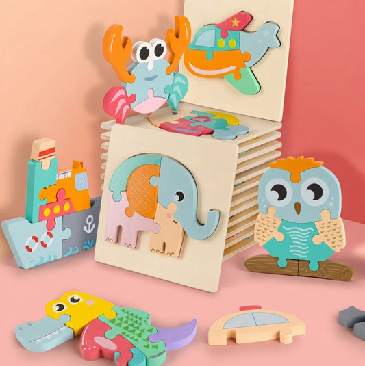 High Quality Baby 3D Wooden Educational Cartoon Puzzle (Get 4 for $64)