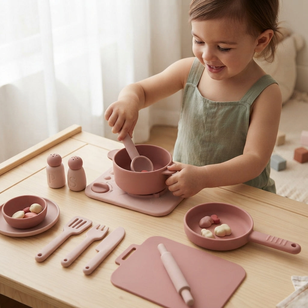 13pcs Silicone Cooking Utensils Kitchen Pretend Play Toy Set