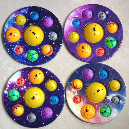 Montessori Eight Planet Push Bubble Fidget Toys, Sensory Stress Relief for Kids