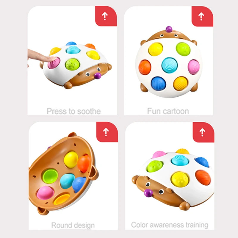 Soft Montessori Hedgehog Sensory Fidget Toy with Push Bubbles pop