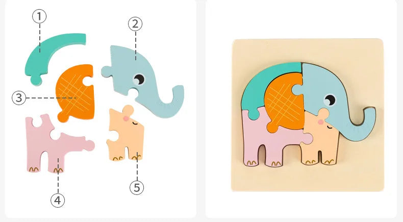 High Quality Baby 3D Wooden Educational Cartoon Puzzle (Get 4 for $64)