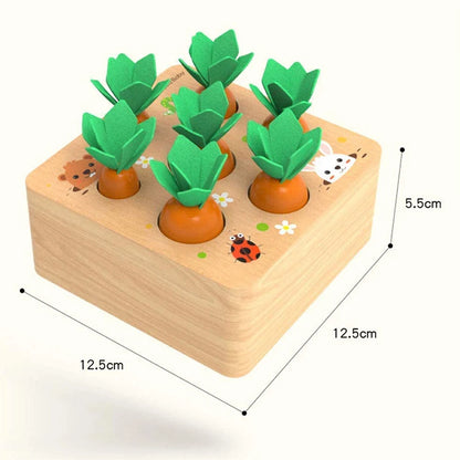 Wooden Carrot Harvest Game - Montessori Educational Toy For Toddlers, Fine Motor Skills Development