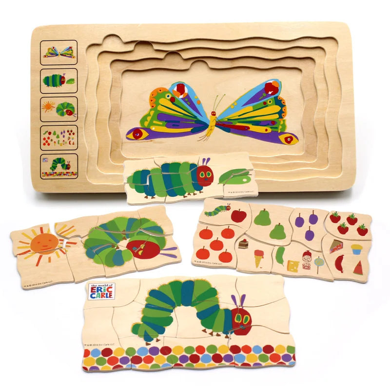 Wooden Montessori Multilayer Caterpillar Jigsaw Puzzle