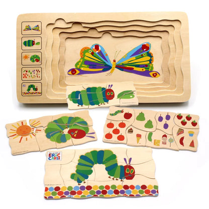 Wooden Montessori Multilayer Caterpillar Jigsaw Puzzle