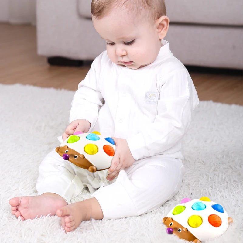Soft Montessori Hedgehog Sensory Fidget Toy with Push Bubbles pop