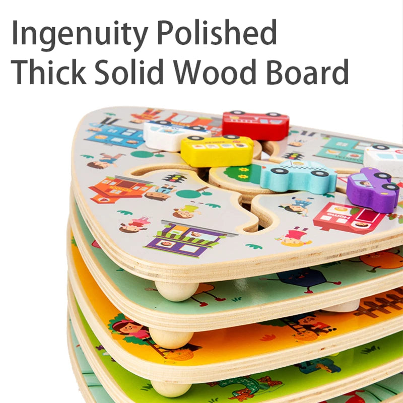 Montessori Wooden Maze Puzzle Boards, Matching Games Educational Learning Toys