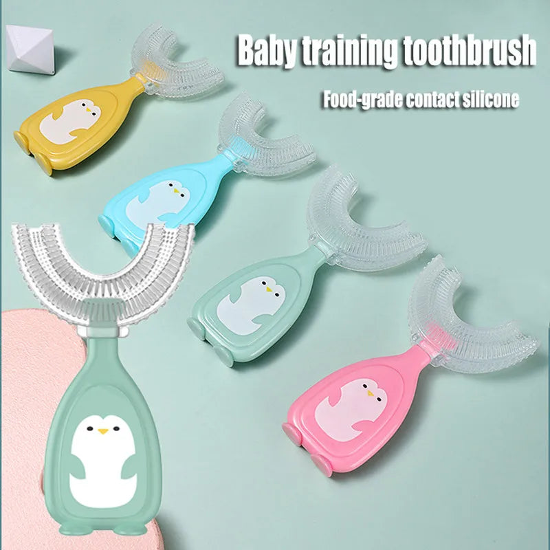 360° U-Shaped Silicone Training Toothbrush for Kids