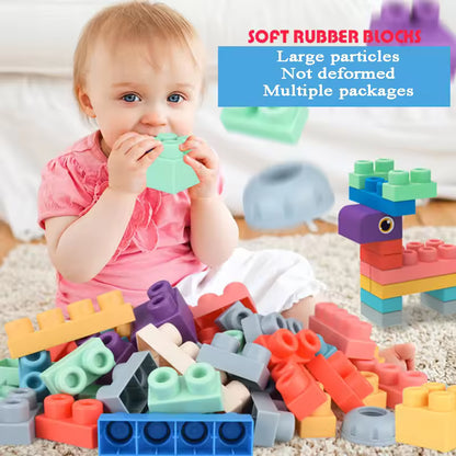 Big Size Soft Building Blocks Toys for Babies and Toddlers, Rubber Bricks