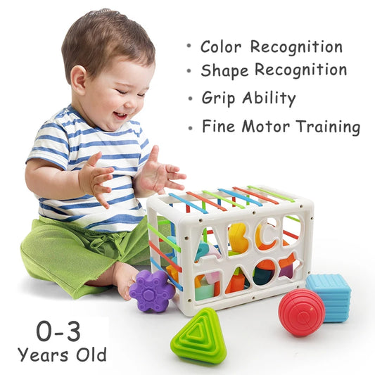 Montessori Baby Shape Sorting Toy – Colorful Sensory Cube for Fine Motor Skills