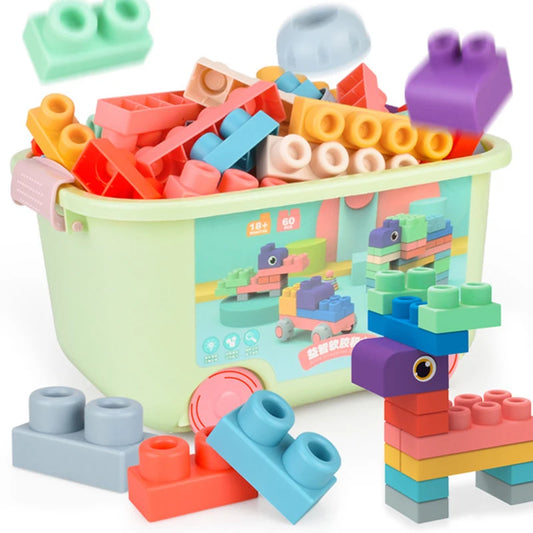 Big Size Soft Building Blocks Toys for Babies and Toddlers, Rubber Bricks