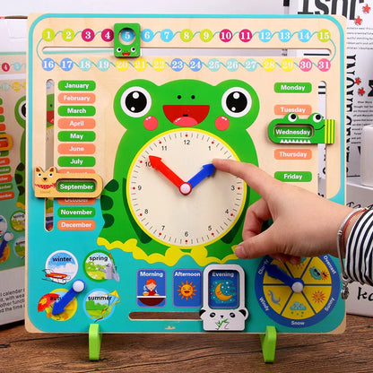 Wooden Frog Clock Calendar ,Weather, Season, Month for Kids - LittleOzKid