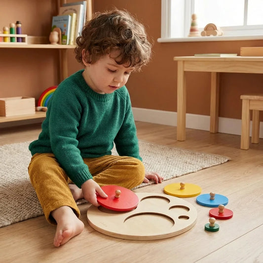 2 Pack Montessori Wooden Shape & Color Sorting Puzzle for Kids