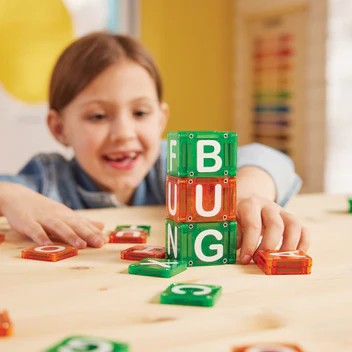 Mini Magnetic Tiles Letters Toys, Alphabet Learning & Spelling Building Blocks