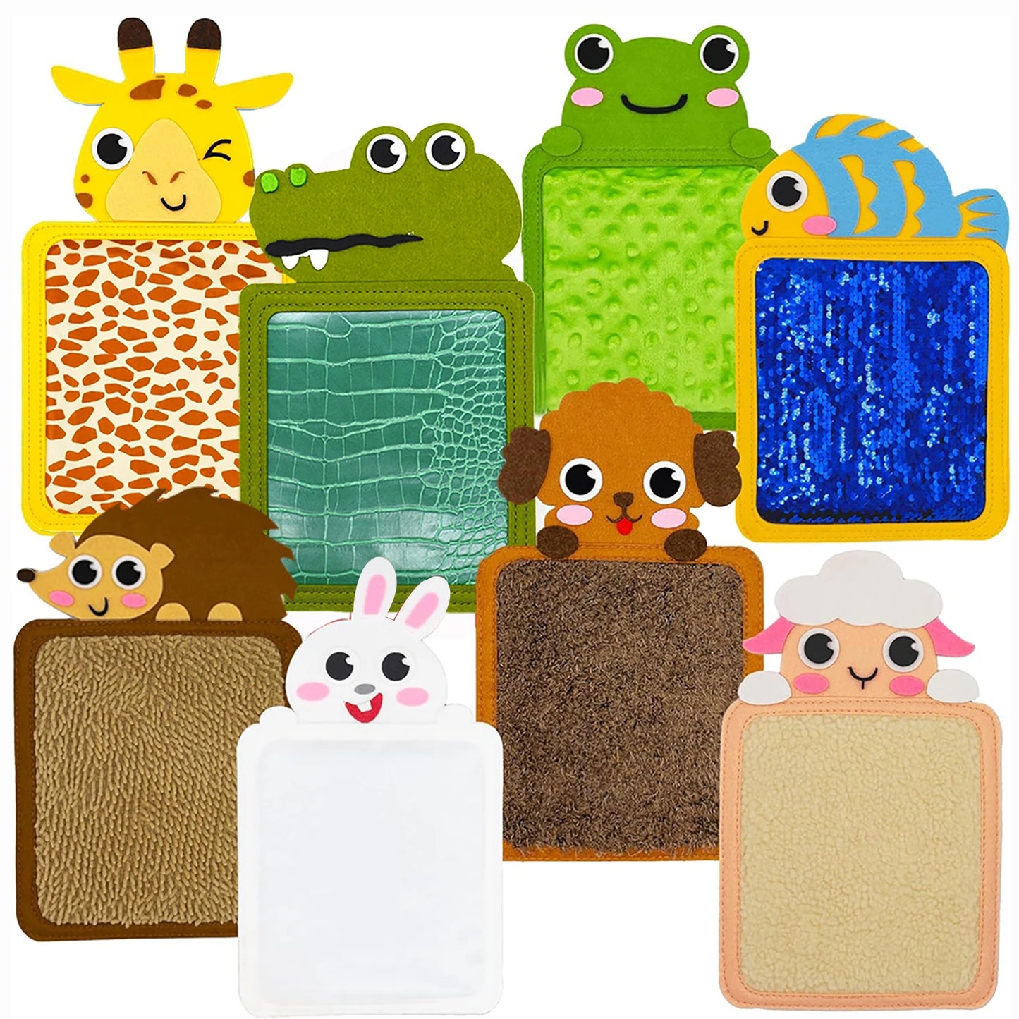 8 Piece Sensory Wall Touch Zoo Mat Set, Felt Textures mix