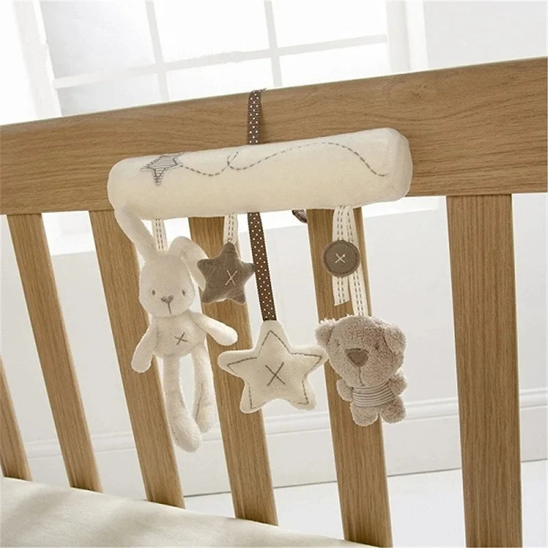 Soft Rabbit Hanging Rattle Plush toy for Strollers and Crib with Pendant Bell