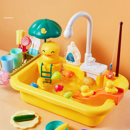 Montessori Kids Electric Kitchen Sink & Dishwasher Set – Pretend Play Food & Role‑Play