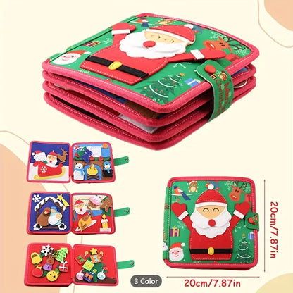 Montessori Christmas Busy Felt Book for Toddlers, Learning Activity Book with Santa