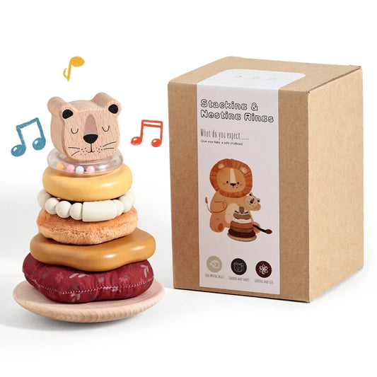Montessori Sensory Baby Wooden Lion Stacking Toy