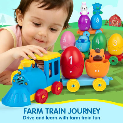 Montessori Farm Animal Train Set – Educational Counting, Sorting & Fine Motor Toy