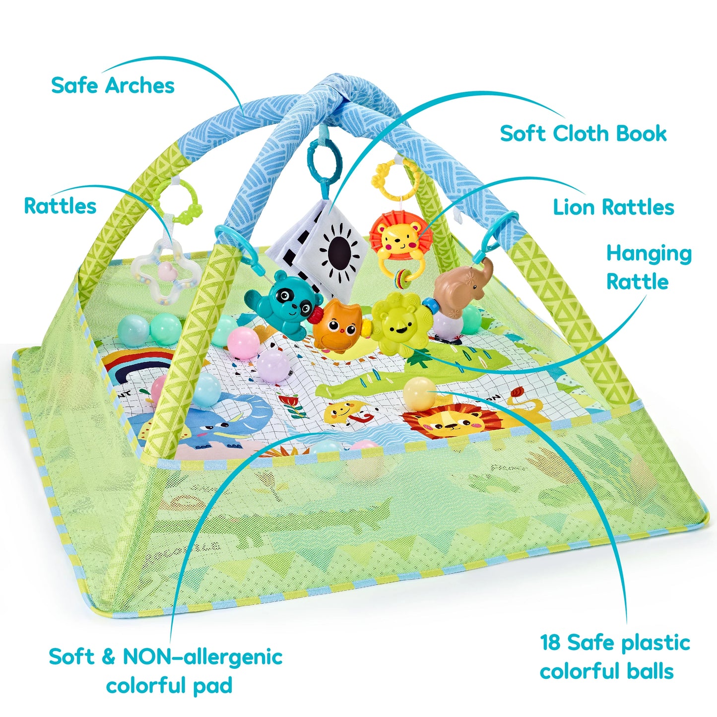Baby Fitness Play Gym – Soft Crawling Mat & Activity Rack for Newborns and Toddlers
