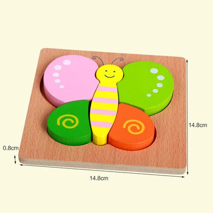 Premium 3D Cartoon Animal Beech Wood Jigsaw Puzzles (6Pack)