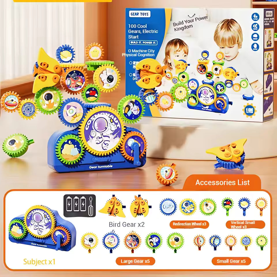 Kids STEM Electric Gears Building Blocks Set Toy – Educational Construction Game