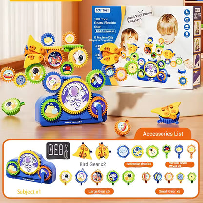 Kids STEM Electric Gears Building Blocks Set Toy – Educational Construction Game