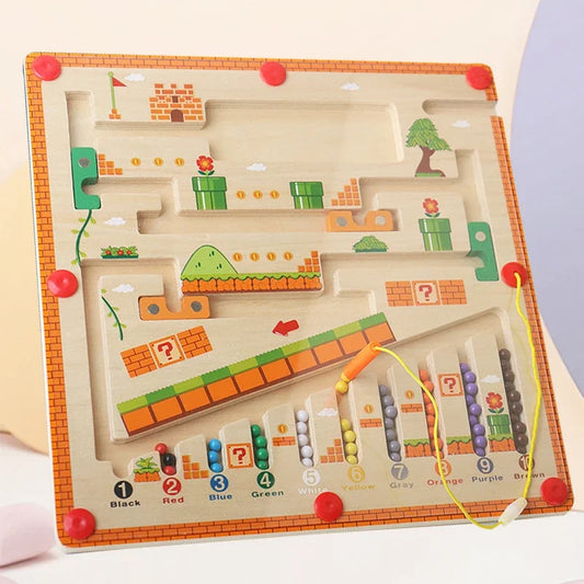 Wooden Magnetic Color and Number Maze, Color Matching Montessori Toys - LittleOzKid