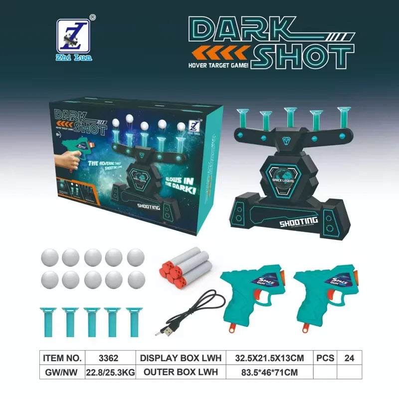 Glow in The Dark Floating Target Game Practice Kids Shooting Toy Gun Set